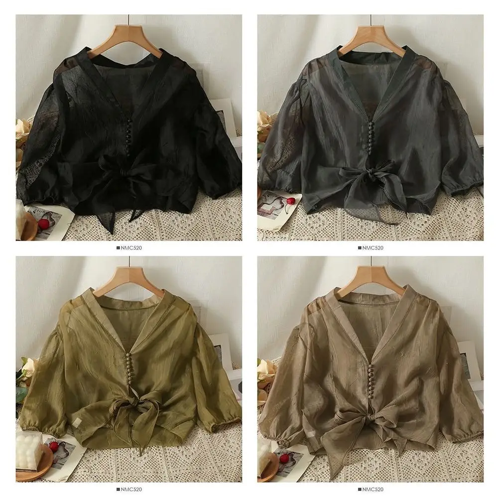 

Fashion New Fashion Design Scarf Niche Style Solid Color Shawl High Street Lacing Detail Short Shirt Tops Summer Season