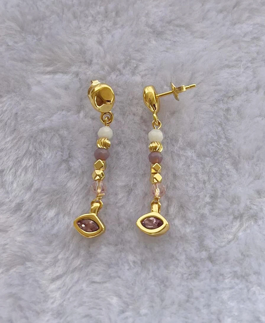 2023 unode50 Exquisite Fashion Electroplated 925 Silver Colored Gemstone Luxury Women's Earrings Romantic Holiday Gift