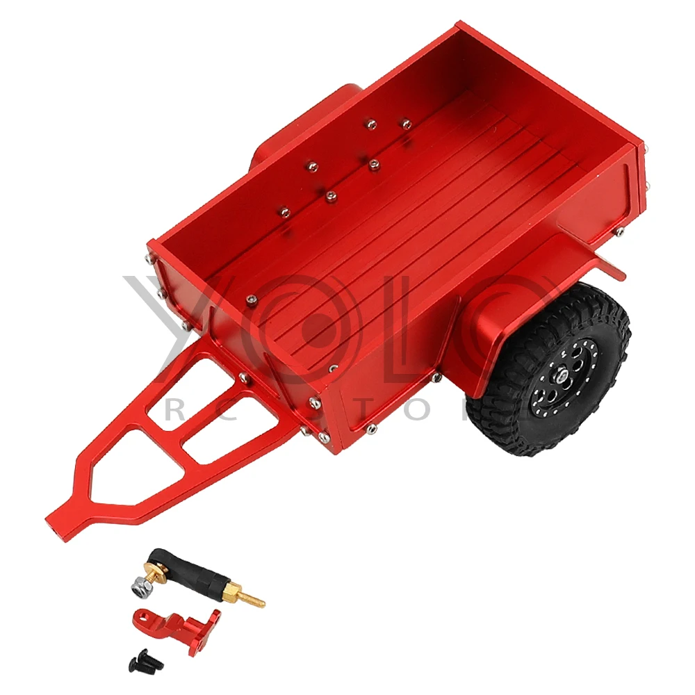 Aluminum Alloy Metal Utility Trailer Car with Hitch for TRX-4M TRX4M 1/18 RC Crawler Car Upgrade Parts