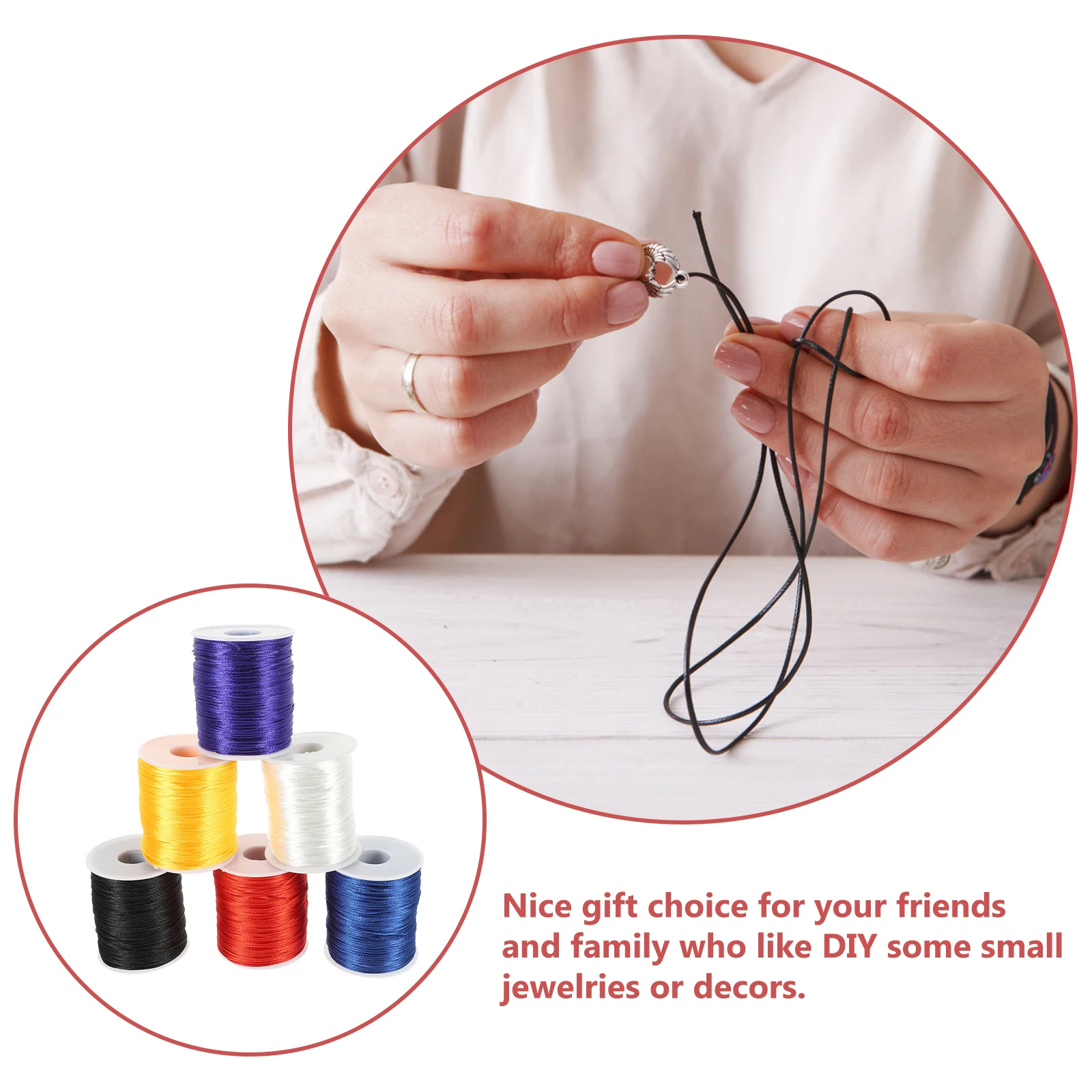 

6pcs 1.5mm Bracelet Braided String Keychain Pendant Craft Rope DIY Accessories Red Black White Gold Blue Purple for Jewelry