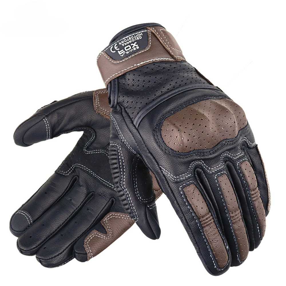 

Summer Breathable Touch Screen Motorcycle Riding Gloves Men Protective Gear Full Finger Vintage for Motorcycle Scooter Outdoor
