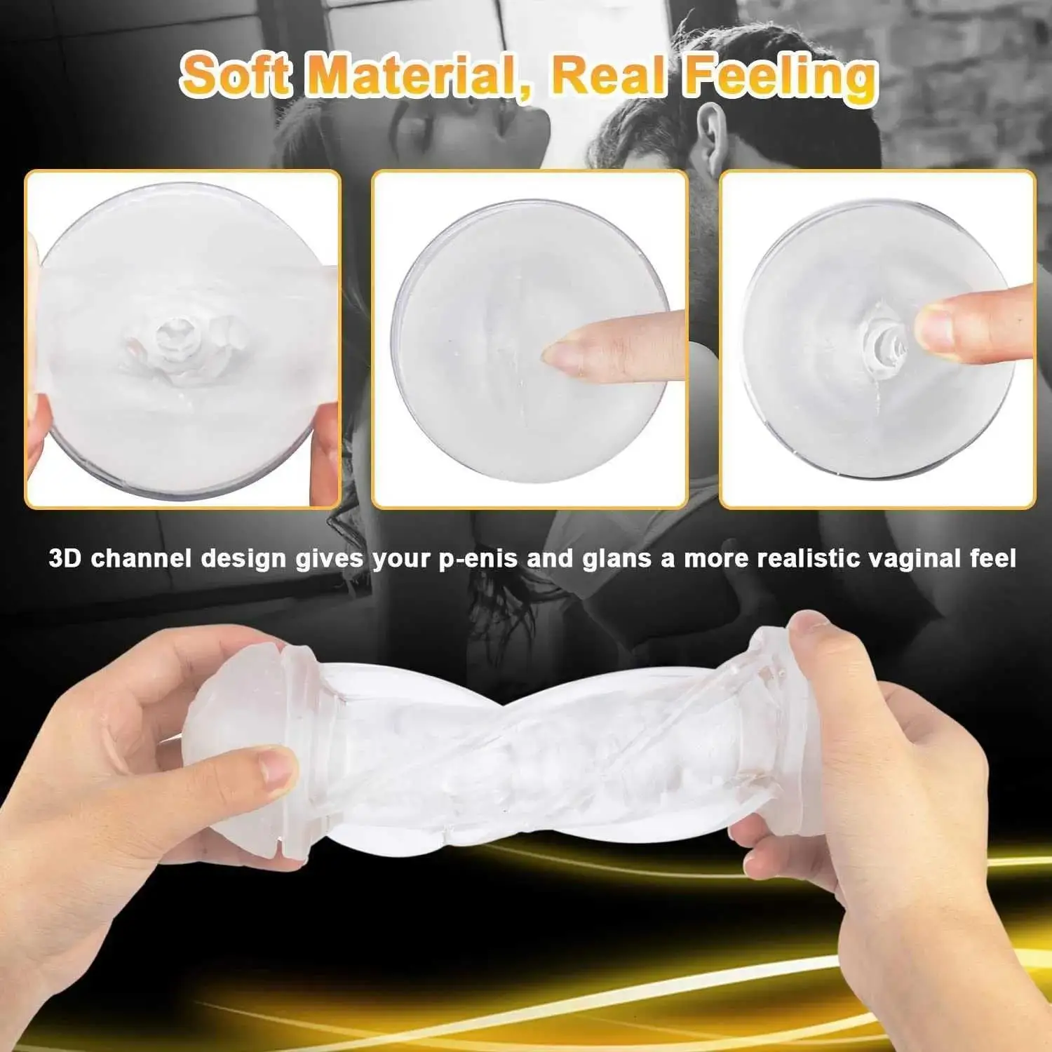 Transparent Masturbator Sex Toy para Masculino, Boquete Sim, 360 Rotating Pocket Pussy, 3D Texturizado, Vaginal apertado, Boquete, Cristal, Sexo