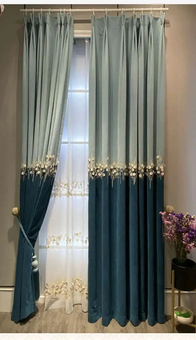 Luxury American three-dimensional bead matching splicing curtain bead nailing three-dimensional simple curtain cloth