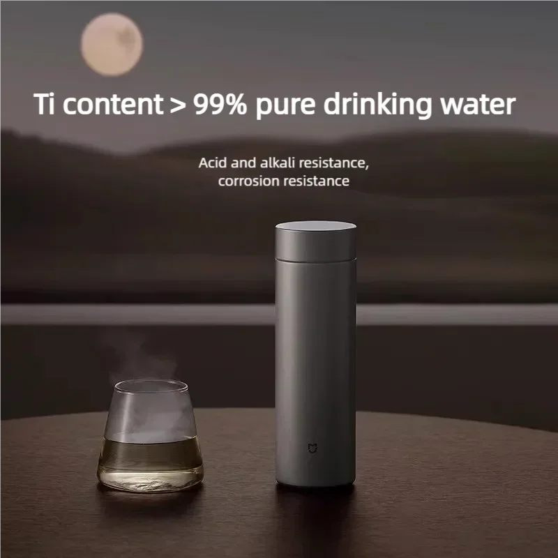 Xiaomi Mijia 480ml Pure Titanium Water Bottle Lightweight Thermos Vacuumb Cup Antibacterial Rate 95% Camping Travel Portable Cup