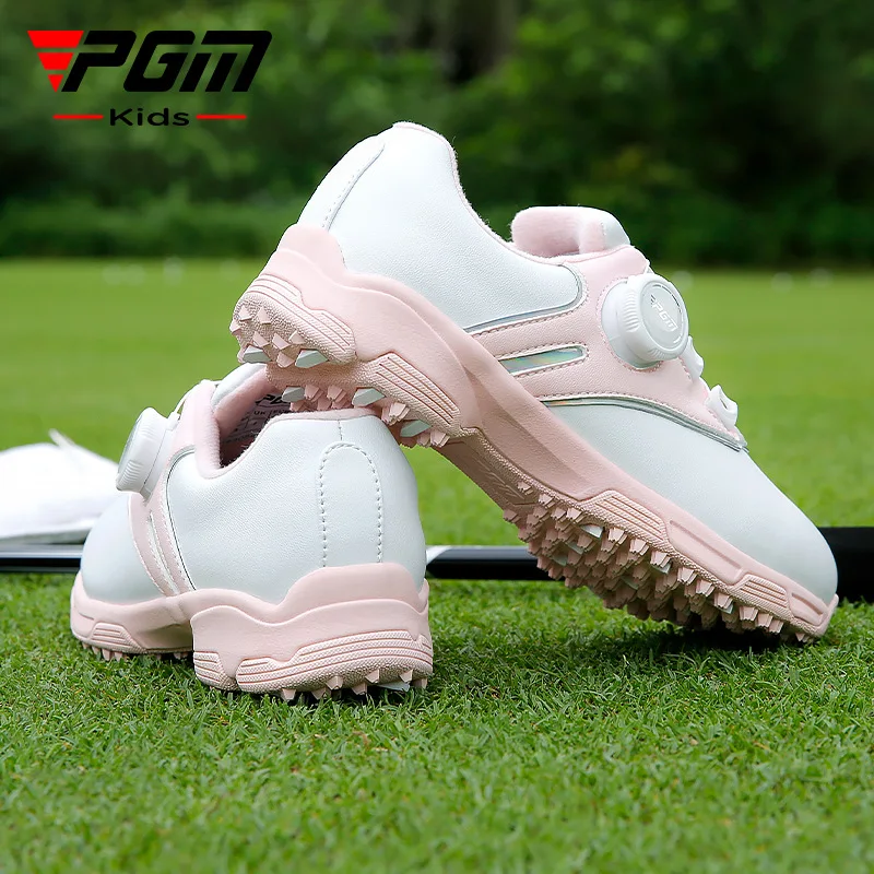 

PGM Children Golf Shoes for Girls with Knob Laces Waterproof and Anti Slip Sports Sneakers XZ306