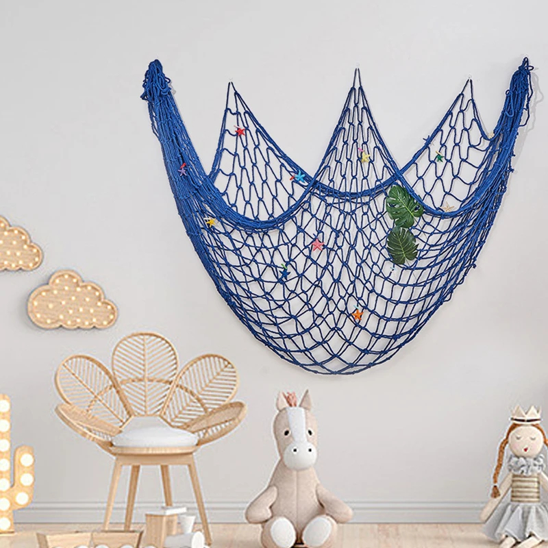 Fish Net Decorations Ocean Themed Party Decor Beach Nautical Wall Hanging Fishing Net for Coastal Bedroom Bathroom Decorations