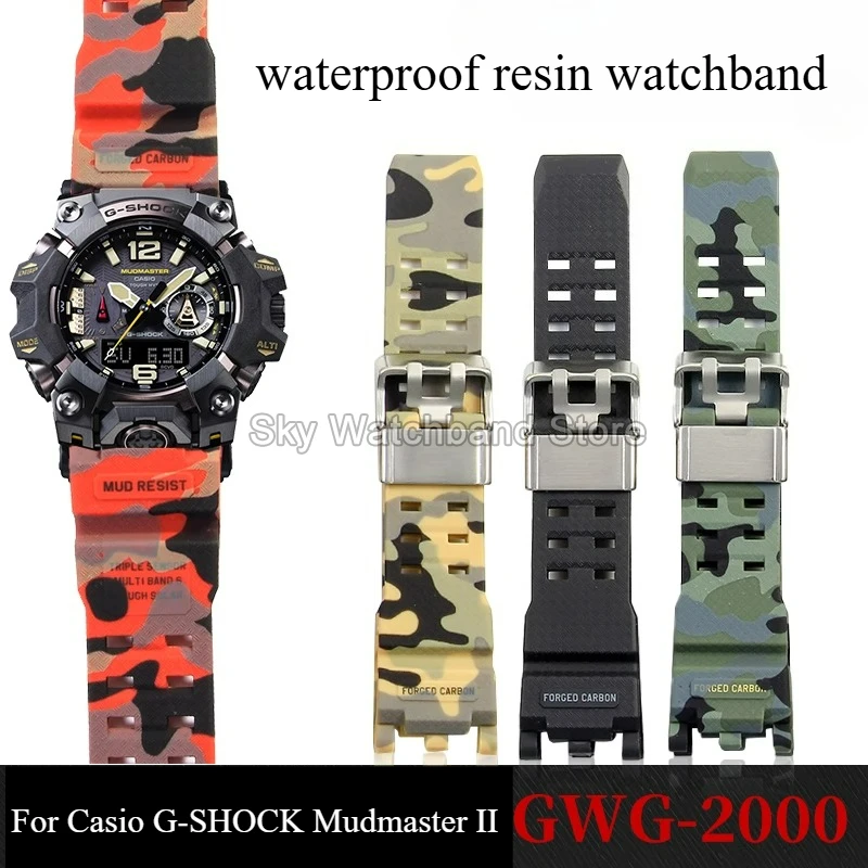 Resin Watch Strap for Casio G-SHOCK Mudmaster II GWG-2000 GWG-2040 Waterproof Sports Style Watch Chain Black Red Green Khaki