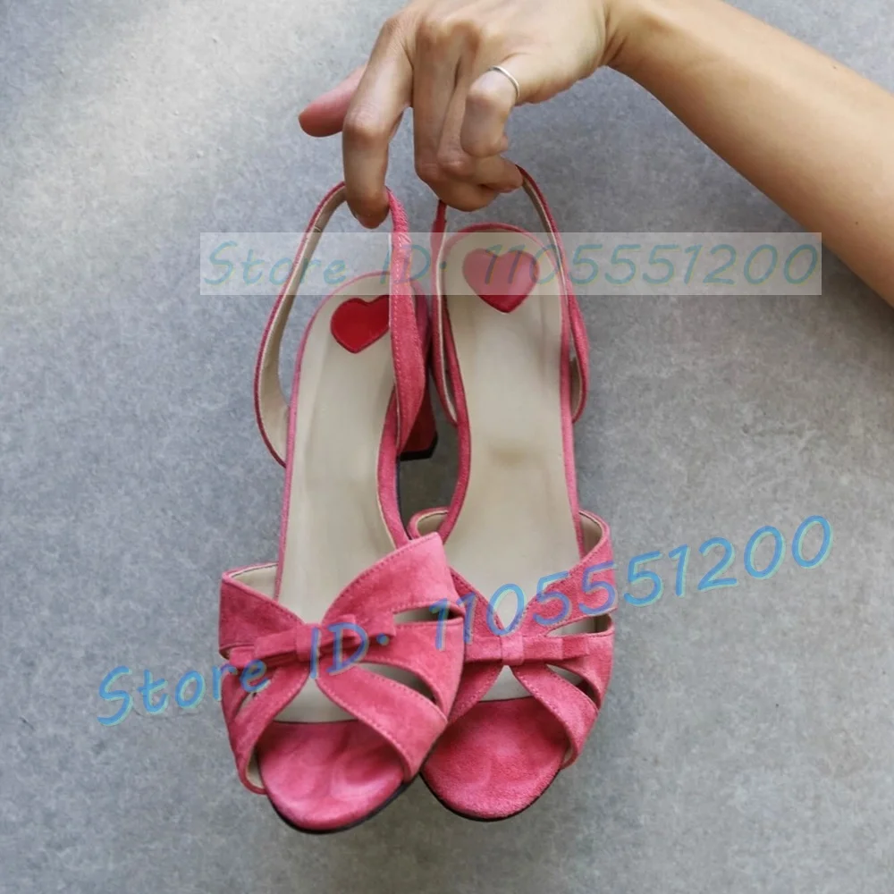 Sandalias de tacón medio de gamuza rosa pálido para mujer, elegantes con tiras cruzadas y lazo decorativo, tacones con punta abierta, sandalias casuales de trabajo con correa al tobillo para mujer