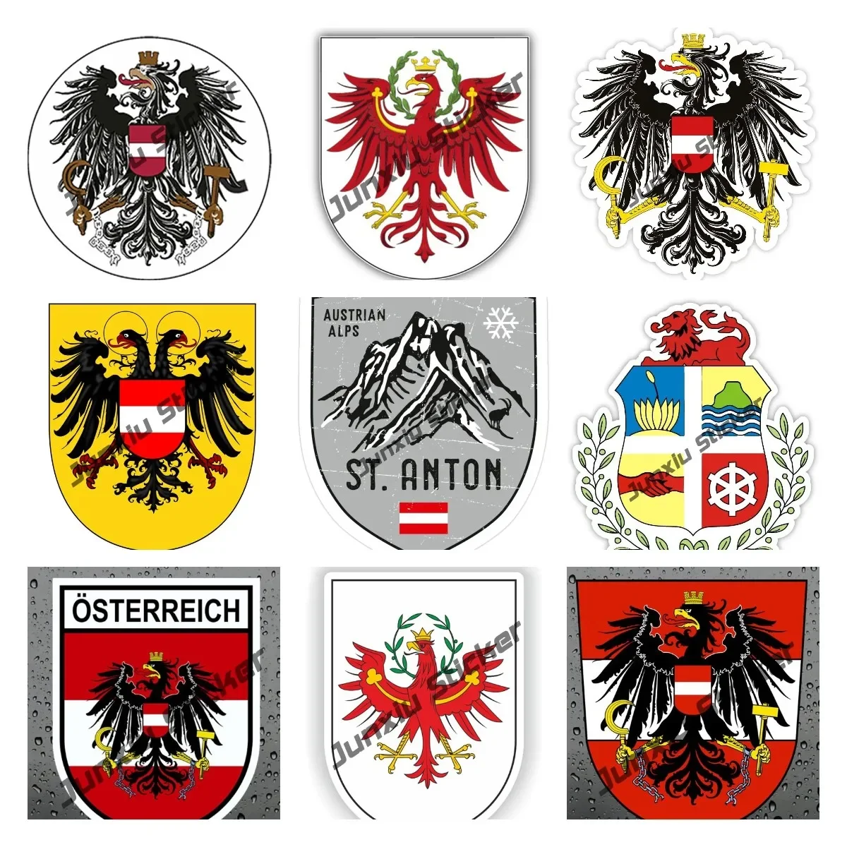 Austria Coat of Arms Republik PVC Sticker Osterreich Decal Germanic Decal Austria Shield National Flag Sticker Car Accessories