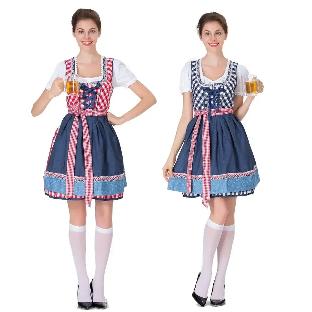 Plus Size Beer Woman Sexy Oktoberfest Costumes Beer Festival Dress Housemaid Cosplay Halloween Waitress Carnaval Disguisement