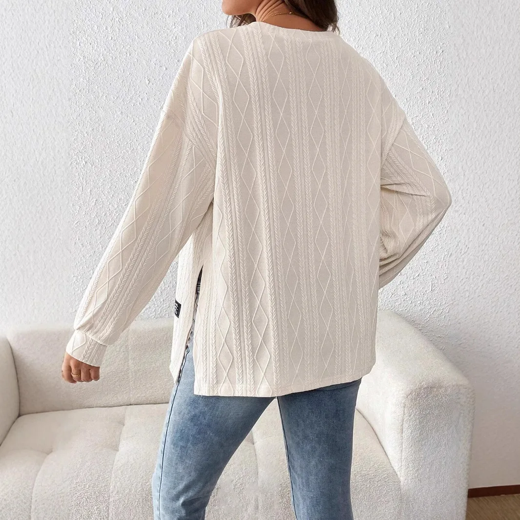 Roupas de maternidade em torno do pescoço manga longa monocromático camiseta diário casual elegante temperamento conforto roupas para grávidas feminino