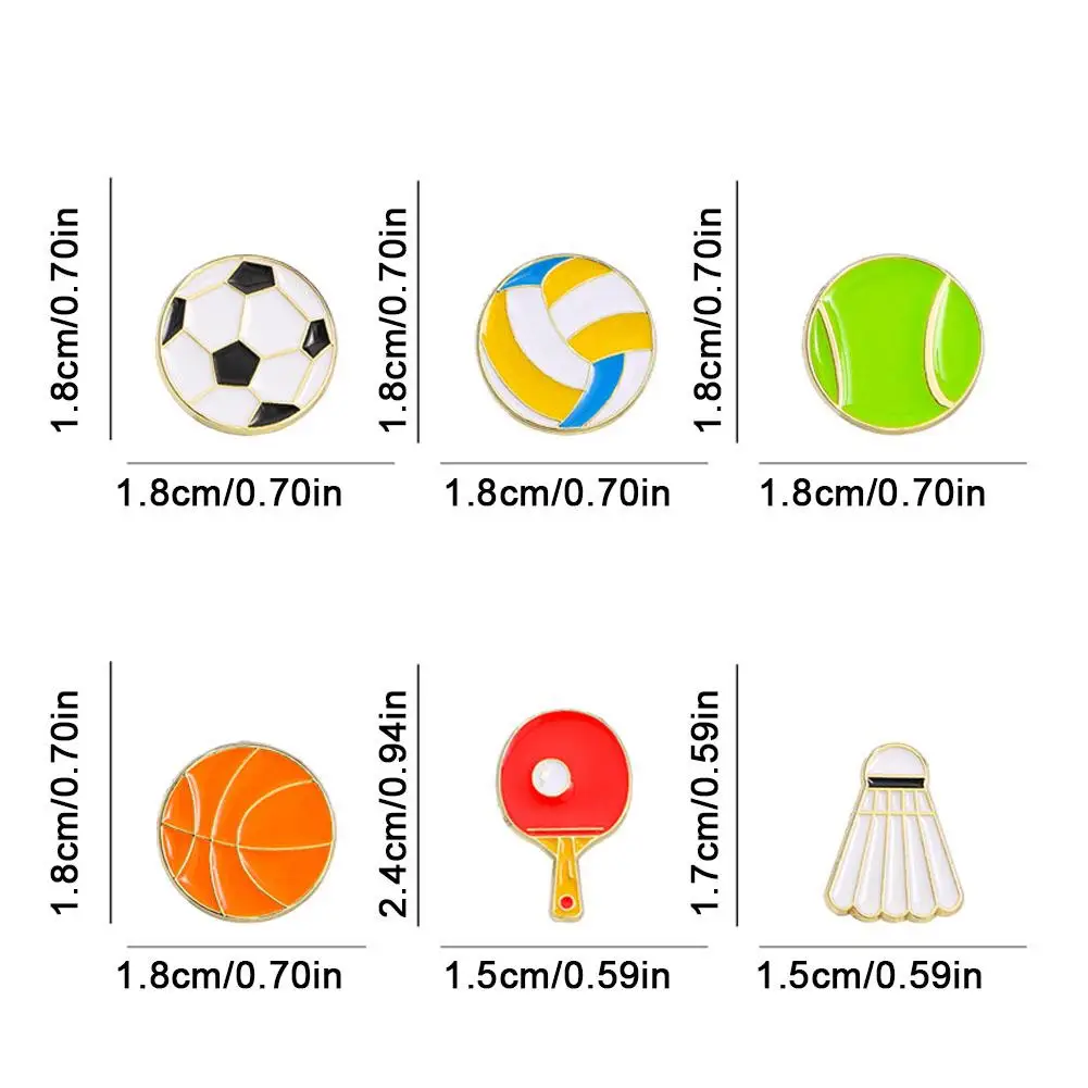 Sports Ball Series Brooch Soccer Basketball Pong Enamel Pin with Chain Cartoon Fashion Accessories Denim Badge Jewelry Gift