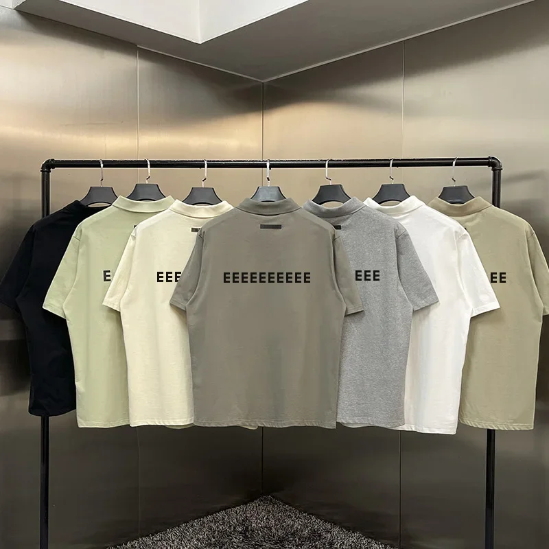 

2025 Men's Polo Shirts Back Two Rows Silicone Letters T-shirts Designer Brand Tops Tees