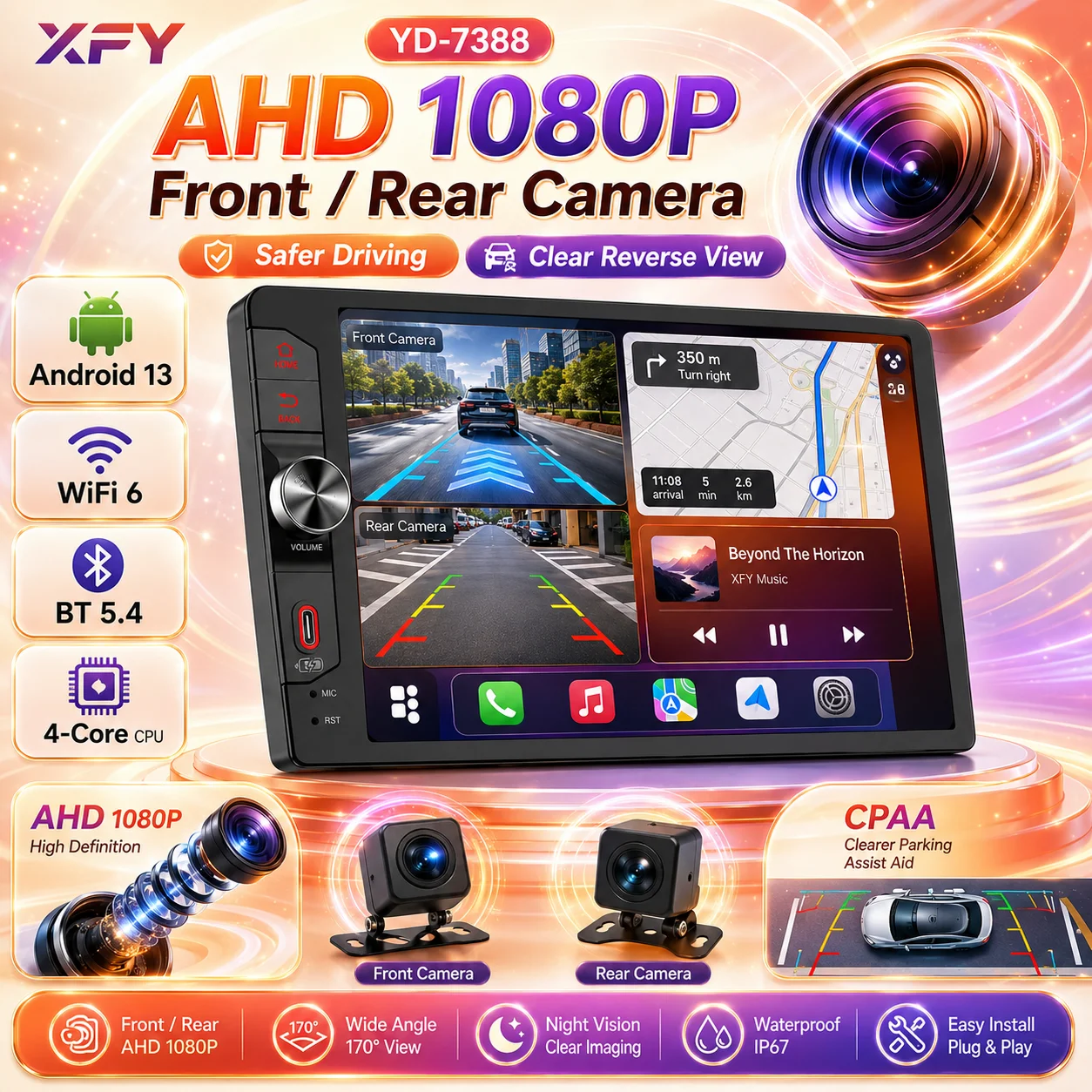Universal Car Radio Android Auto Carplay GPS 2Din 9/10