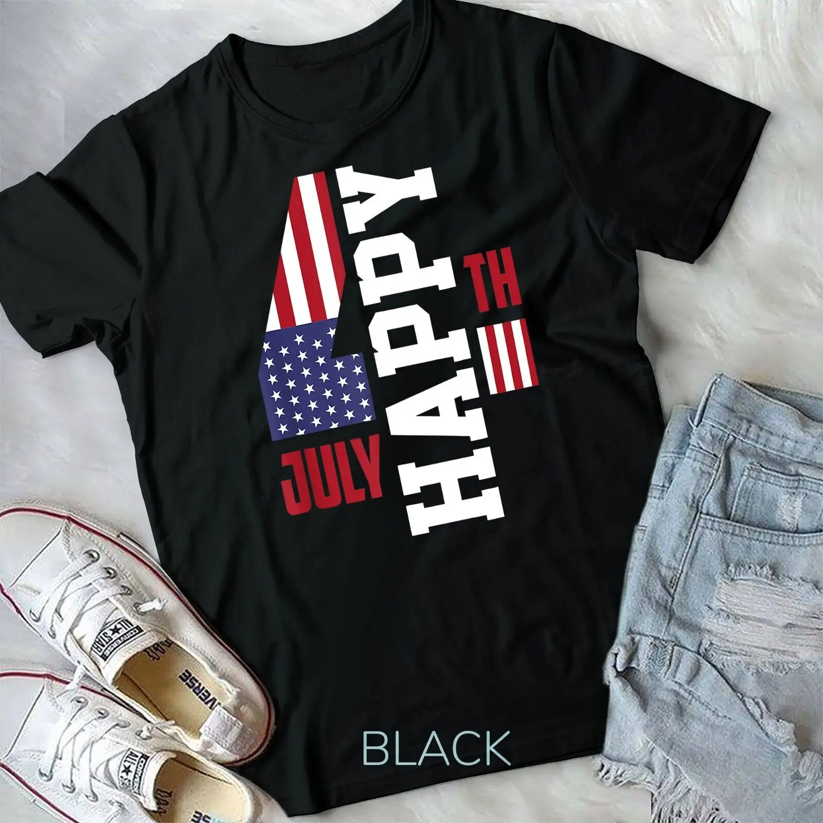 

Happy Fourth 4th Of July United States Of America US Flag T-Shirt Unisex T-shirt