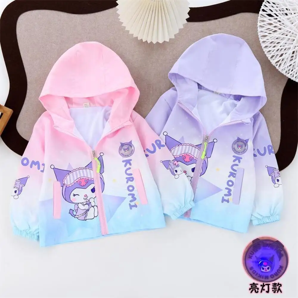 

Sanrio Kuromi Girls' Jacket Spring Autumn Led Lights Clothes Sports Coat Fashion Tops New Baby Children Shock Clothes Outerwear