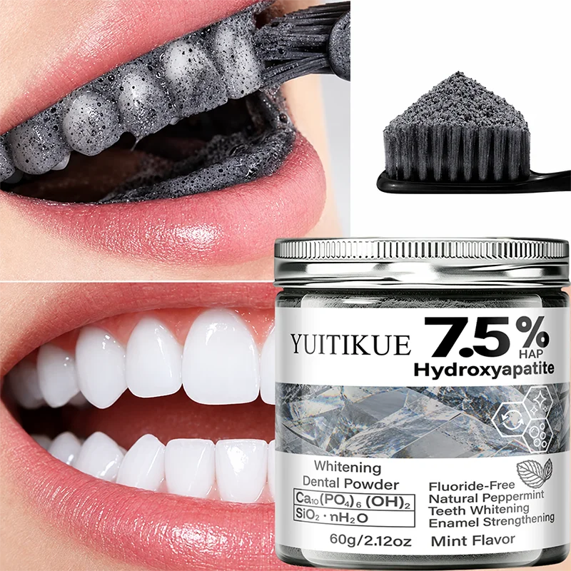 YUITIKUE Whitening Dental Powder 60g - Hydroxyapatite Fluoride Free Mint Flavor Teeth Care
