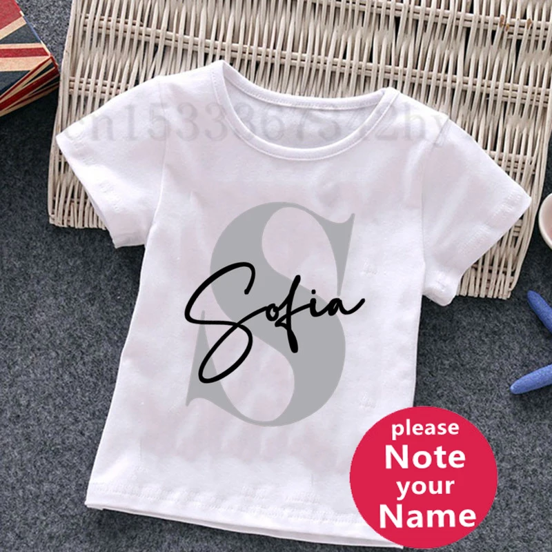 Custom Letter Name kids T-shirt Boy Personalised Initial Clothes Summer Short Sleeve Tops Print Kids Tees Casual Toddler Outfits