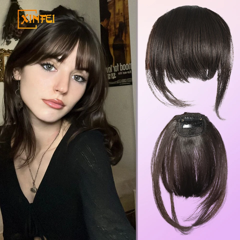 XINFEI Synthetic New FalseThickening Hair Bangs Hair Extension Clip In Bangs Fake Fringe Natural Clip In High  Fashion Hair