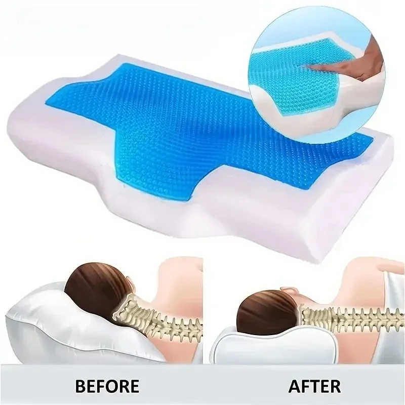 Gel Memory Foam  Pillow Orthopedic Summerce-cool Anti-snore Pillows Slow Rebound SleepSoft Health Care Neck Pillow Bedding