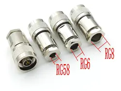 COPPER N Male Plug RF Coaxial Connector Clamp for RG58/RG6/RG8 Coaxial Cable