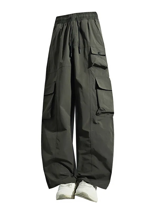 

Spring Casual Pants Men's Loose Straight Leg Workwear Sle Multi-ket Outdoor Faion Loose Fit Straight Leg Polyester Fiber