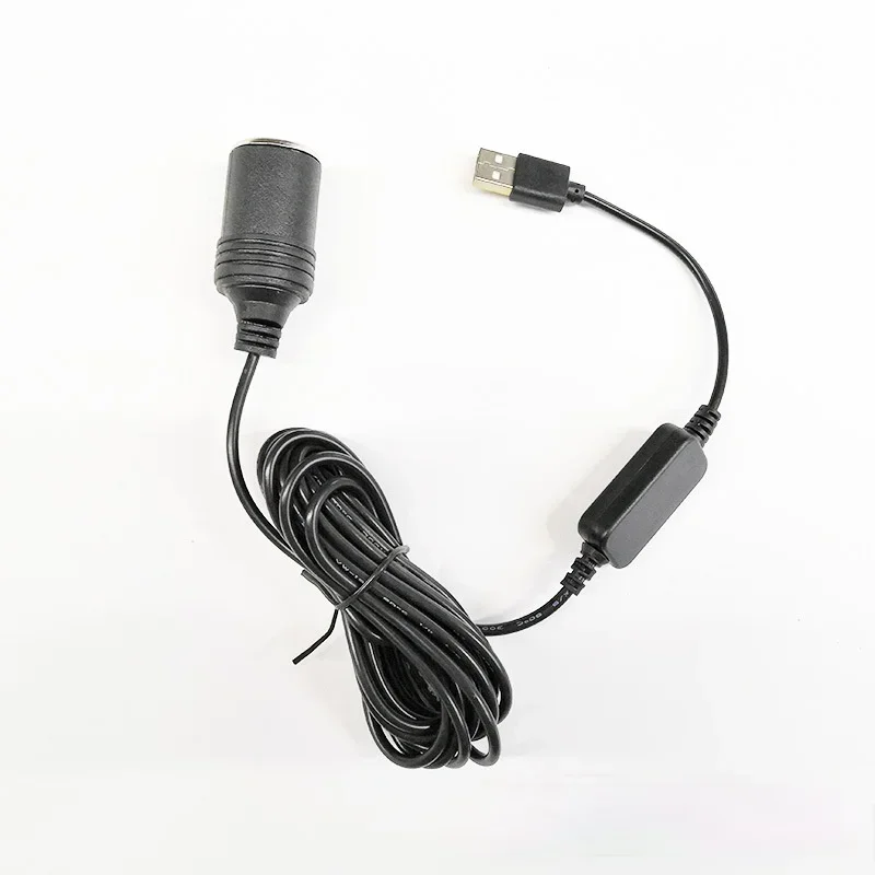 Wired Controller Converter Adapter Female Power Cord for Power Bank DVR, 12V Car Cigarette Lighter Socket to USB Port