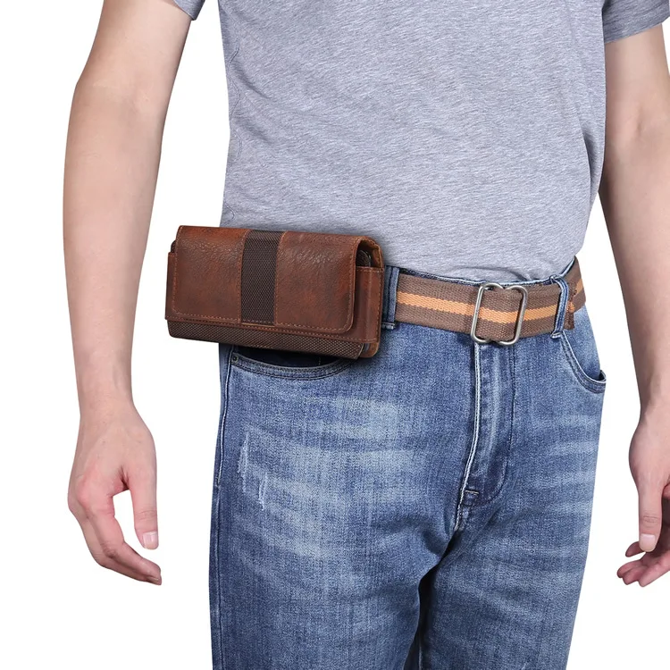 Mobile Phone Bag Wearing Belt Horizontal Waistband Buckle Hanging Pants Waist Leather Cover