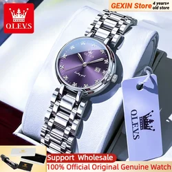 OLEVS 5575 Elegant dameshorloge Modieus eenvoudig Romeins schaal diamanten kalender waterdichte wijzerplaat luxe jurk dames quartz horloge