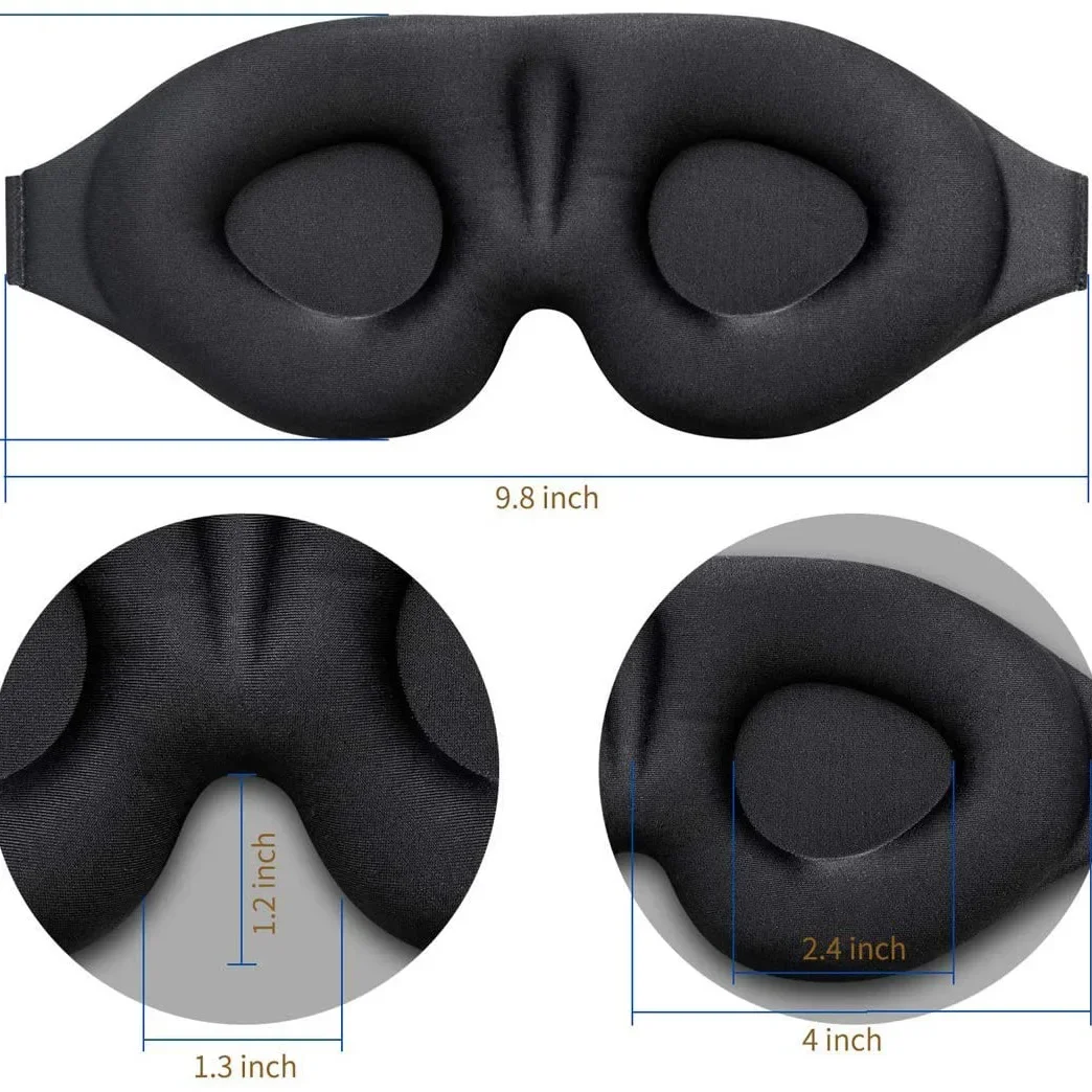 3D Sleep Eye Mask, Adjustable Breathable Eye Mask, Soft Light Blocking Eye Mask, Suitable for Travel, Airplane, Office, Home