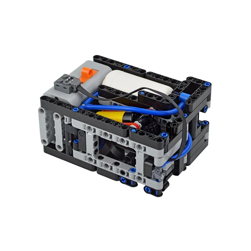 Technical Pneumatics Part Set MOC Automatic Motorized Compressor Building Blocks Model with M Motor Airtank Push Rod Battery Box