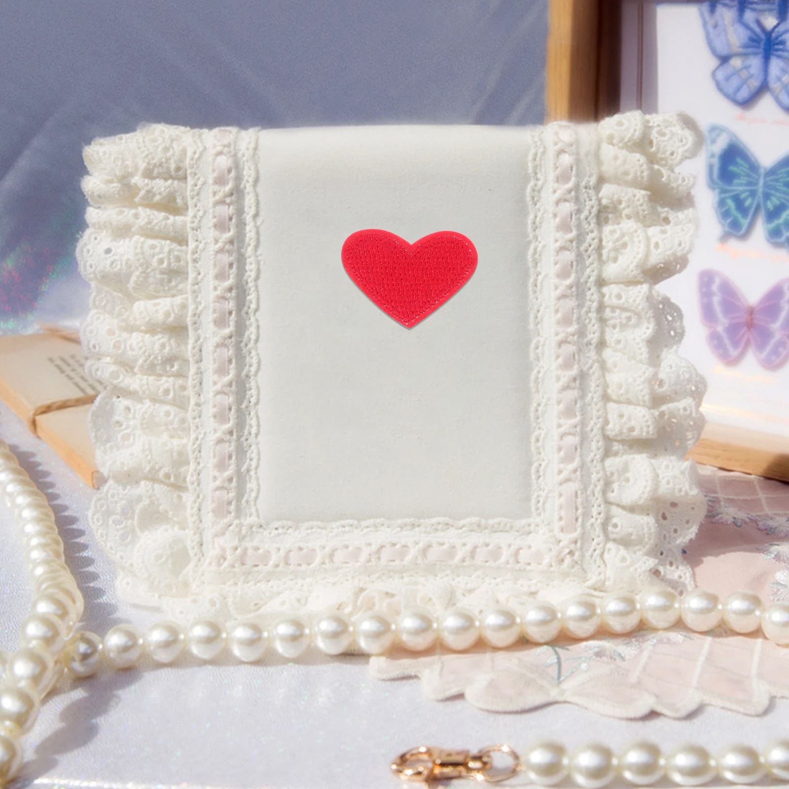

50 Pcs Heart Embroidered Cloth Patch Clothes Sew on Patches Cute Appliques Decorative Clothing Craft