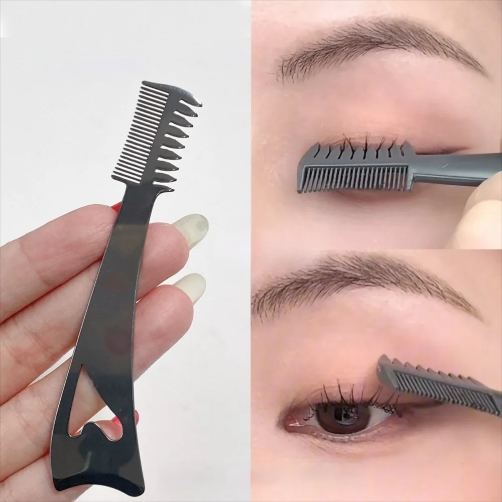 Stainless Steel 3-In-1 Eyelash Brush Long Wear with Comb Mascara Guard Applicator Guide Helper Multifunctional Delicate Finish