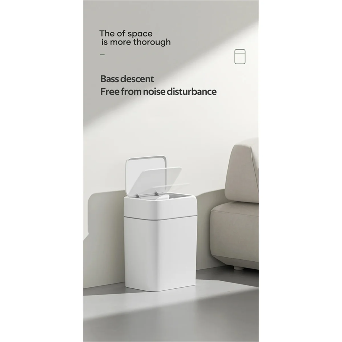 2025年新型-浴室用消臭自動ゴミ箱-トイレ用ホワイト電動ゴミ箱-16l