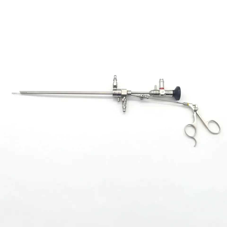 Hysteroscopy Set Rigid Endoscope Hysteroscope 2.9 30 Degree With 16 Fr Lockable Working Sheath 5 Fr Forceps