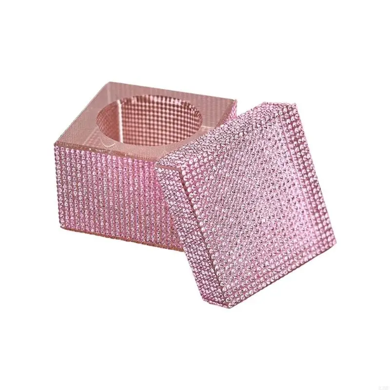 R3MF Stijlvolle acryl nagelschotel met strassdecoratie Dappenschotel manicure houder voor vloeistofonderhoud en weergave