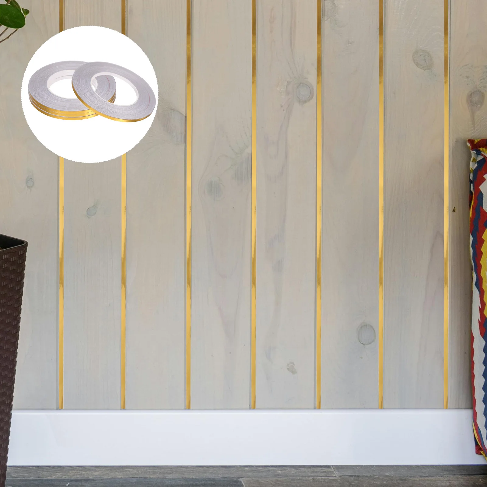 

4 Rolls Gold Self Adhesive Tile Seam Tape Waterproof Decorative Lines for Kitchen Bathroom Living Room Easy DIY