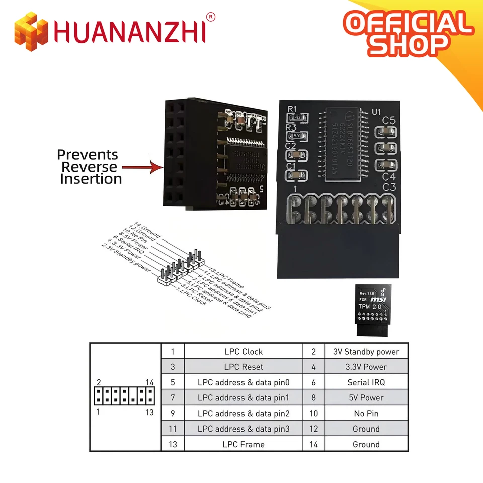 アミンリファイン　Teon TPM 2.0 Security Module 14 Pin LPC for X99 AD4