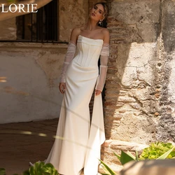 LORIE Elegant Satin Wedding Dresses Mermaid Strapless Draped Ribbons Bride Prom Gown 2025 Simple Bridal Gowns Vintage Customized