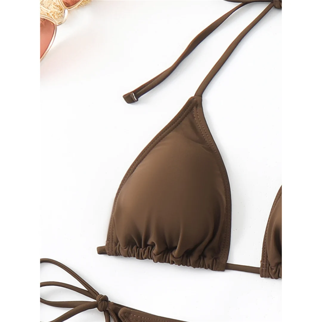 3-teiliges Set mit Überwurf, Neckholder-Bikini, Damen-Badeanzug, dreiteiliger Bikini, Badebekleidung, Badeanzug, Schwimmanzug V5645 – Detail 16