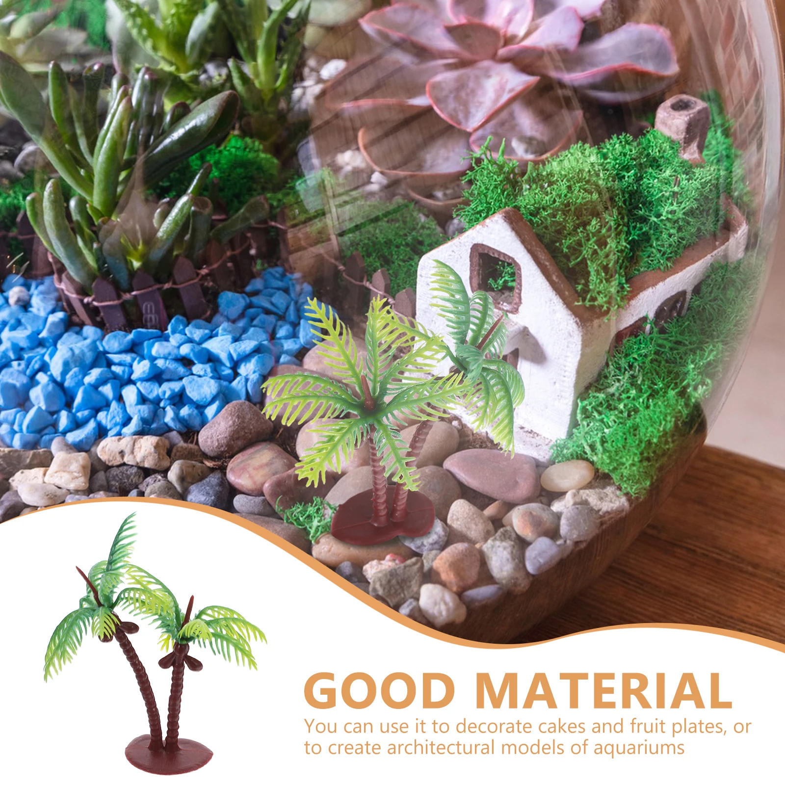 36 Buah Pohon Palem Miniatur Buatan Dekorasi Tropis Realistis untuk Akuarium Terarium Diorama Kerajinan Tema Pantai Pesta Mini Tiruan