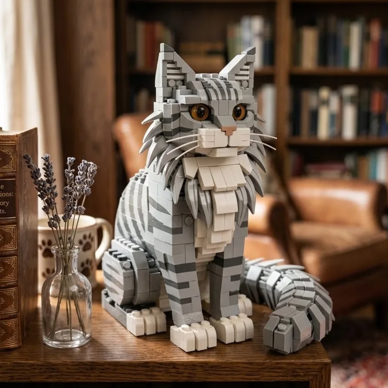 

Cute Ragdoll Persian Cat Building Block Collectible Companion Model For Feline Lovers Home Display Birthday Christmas Gift
