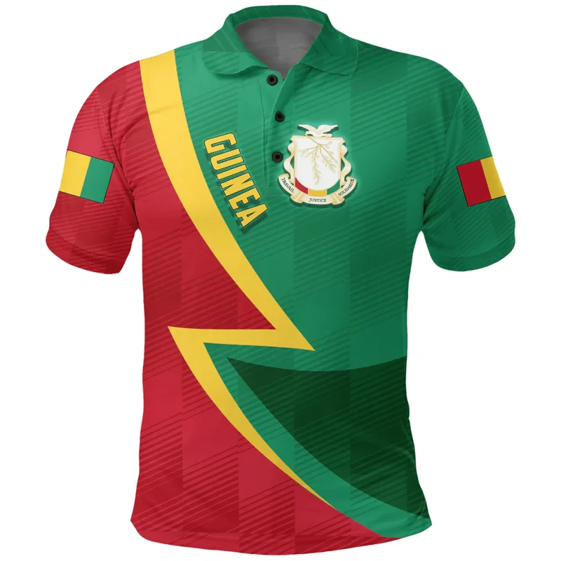 Africa Guinea Map Flag 3D Printed Polo Shirts For Men National Emblem Short Sleeve Patriotic Coat Of Arms POLO Shirt Jersey Tops image 5