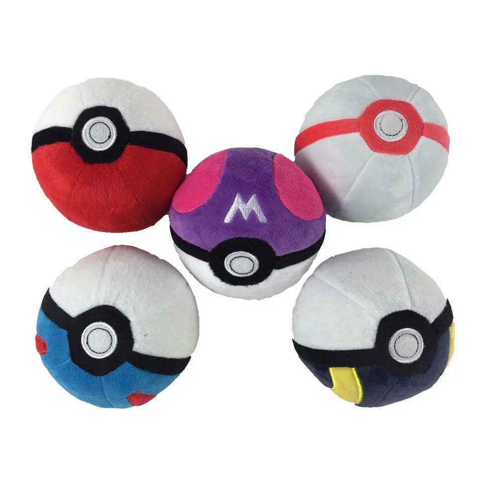 Cute Anime Spherical Plush Toy Master Ball Premier Ball Stuffed Doll Sylveon Ear Design Ball Gift Collectible Cartoon Soft Plush