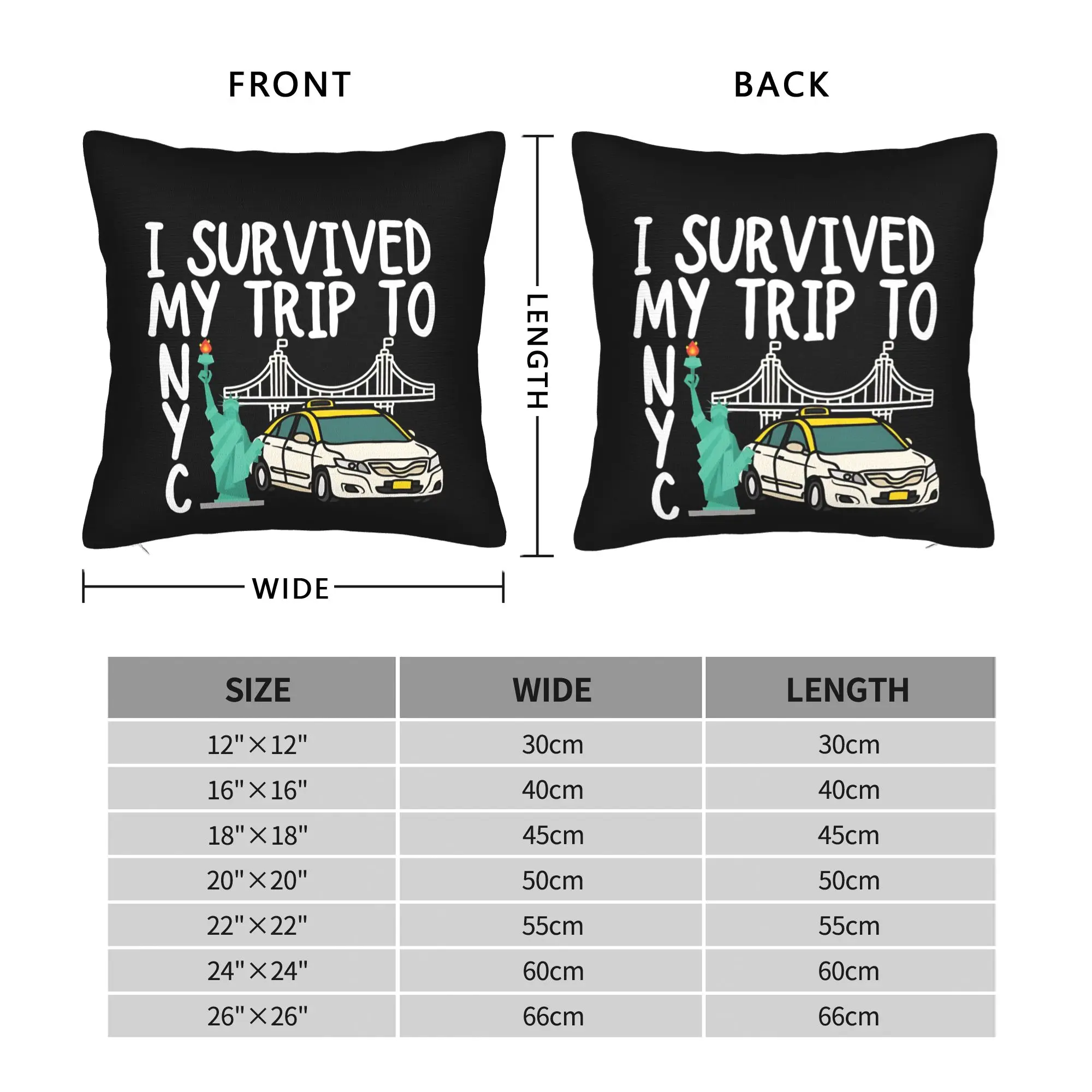 I Survived My Trip To NYC  Pillowcase Polyester Cushion Cover Decor New York Throw Pillow Case Cover Home Square 45X45cm