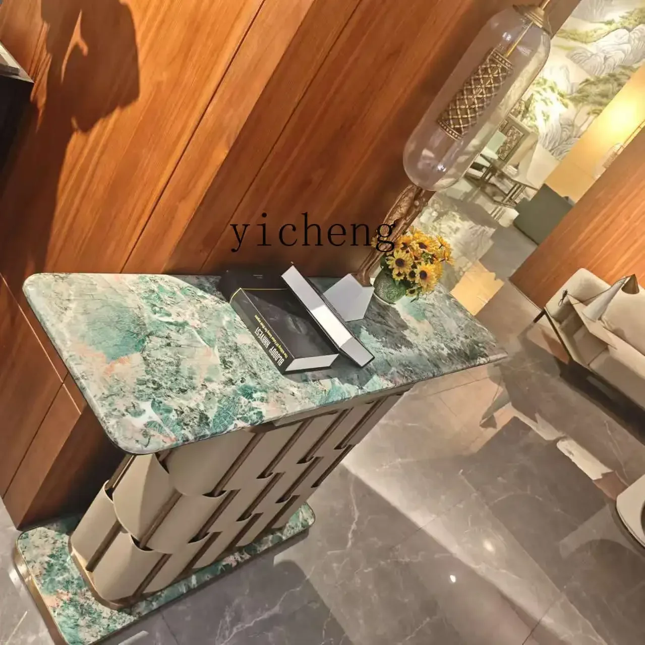 Entrance Table Supercrystalline Stone Countertop Haute Couture Entrance Table Light Luxury High-end Entrance Wall View Table