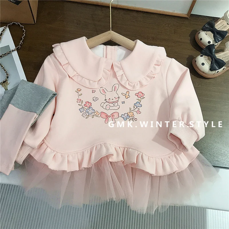 

Girls' Spring Outfit Set New Fashionable Princess Two-Piece Set for Baby Girls Toddler Spring and Autumn Sweatshirt Dress Set