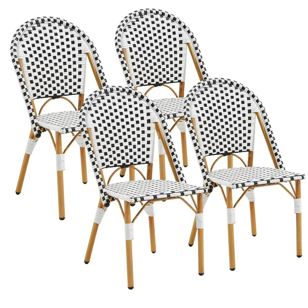 

4Piece French Bistro Chair Set, Handwoven Wicker Patio Dining Chairs with WeatherResistant Rattan, Indoor Outdoor Use for Garde