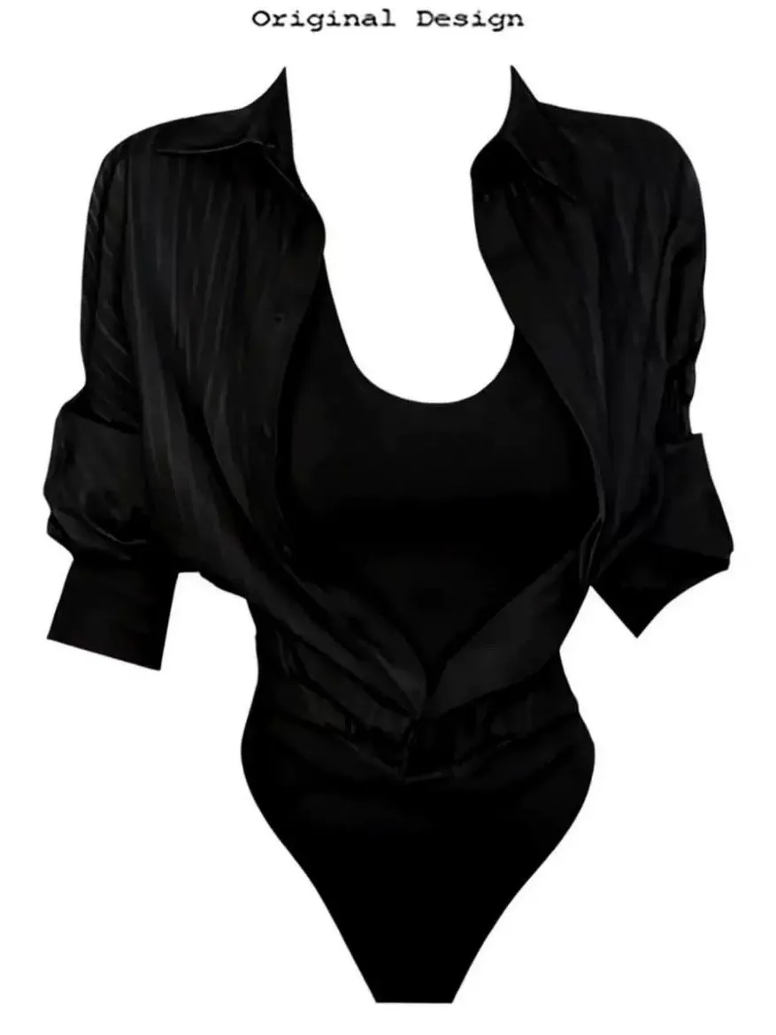 Spicy Girl Style Simple Versatile Long Sleeve One-Piece Shirt Women's Early Autumn Waist-Cinching Slimming Design Shirt