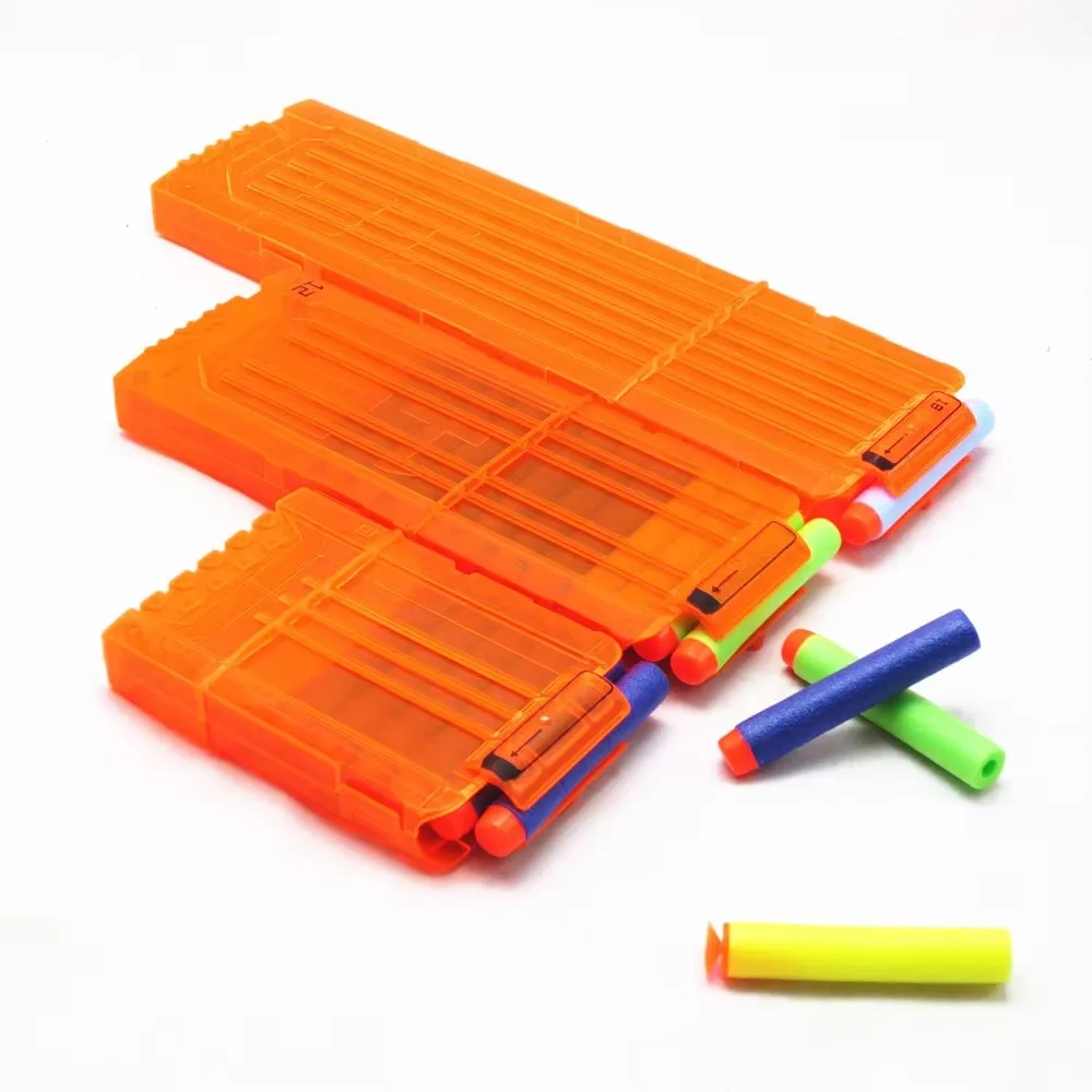 ZIVCONCING Transparent Orange Universal Reload Clip 6 /12 /18 Rounds for Nerf Magazine Darts Soft Bullet Toy Gun Accessories